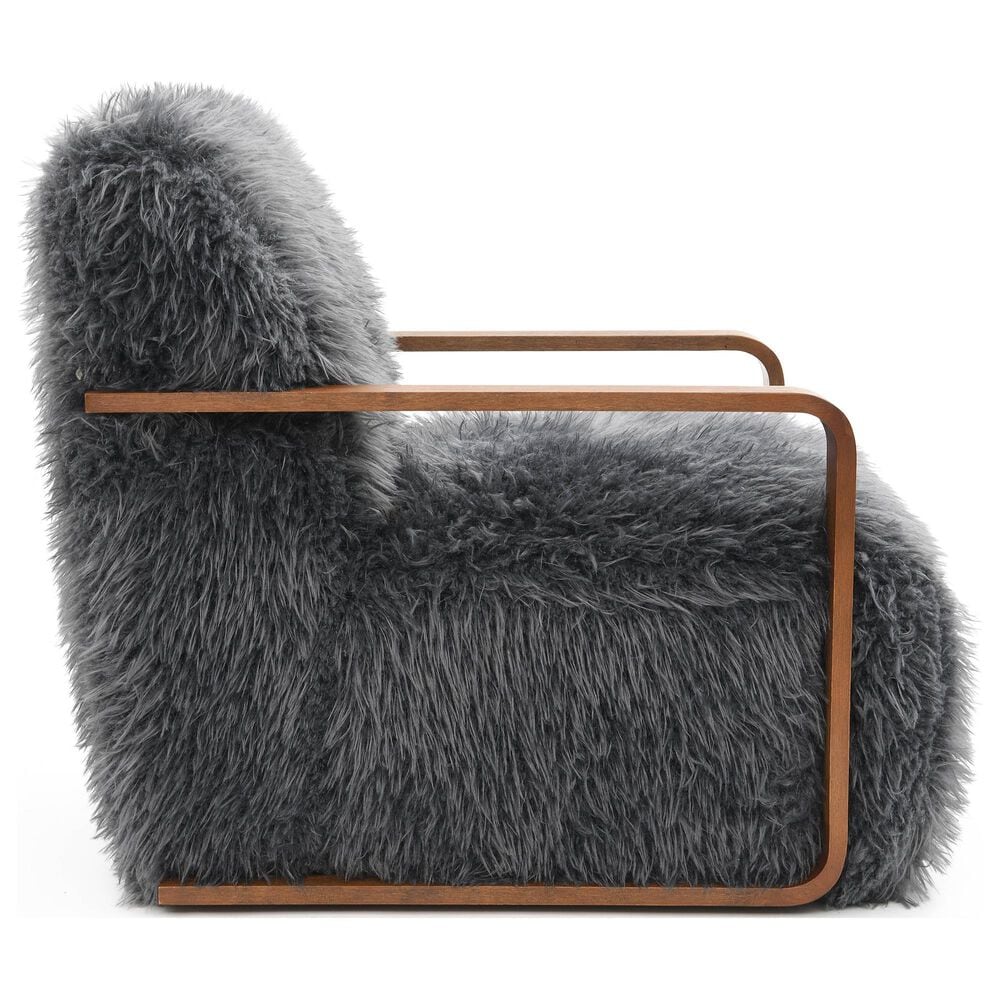 Furniture of America Neyra Long-Haired Accent Chair in Charcoal Gray, , large