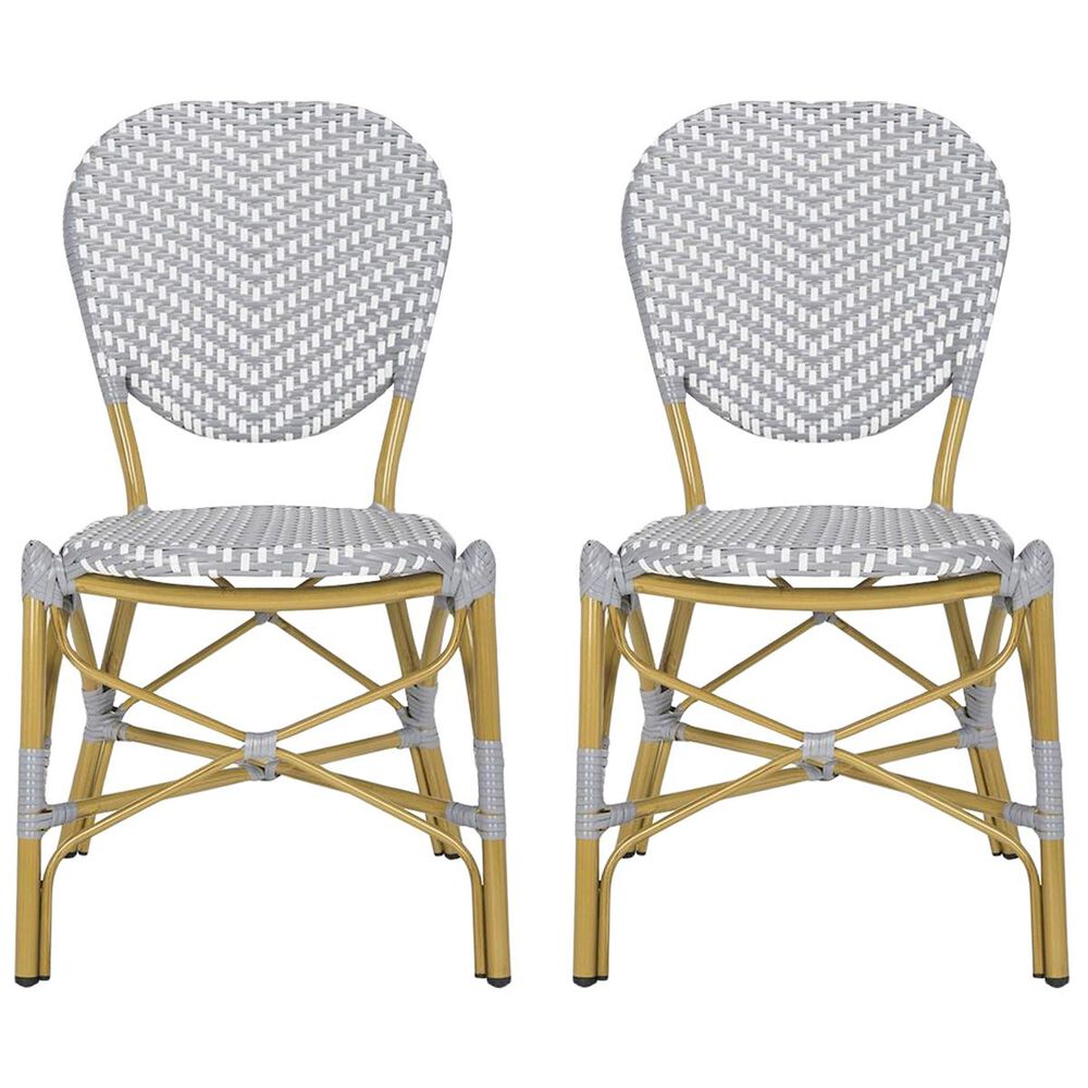 Safavieh Lisbeth Stacking Side Chair in Grey and White &#40;Set of 2&#41;, , large