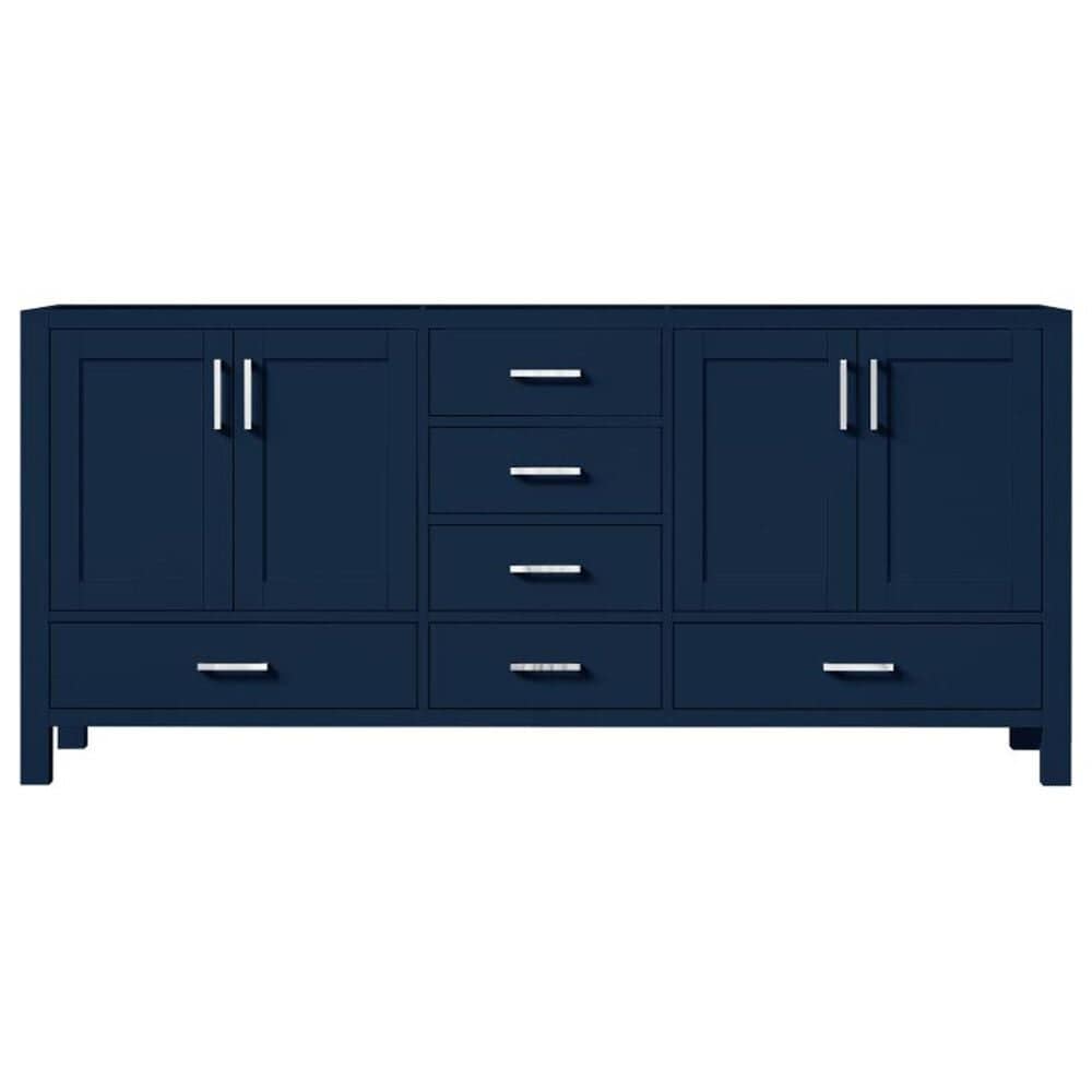 Lexora Home Jacques 72&quot; Double Bathroom Vanity in Navy Blue with 2 cm White Quartz Top and Rectangular Sinks, , large