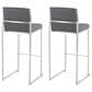 Lumisource Fuji Stackable Barstool with Grey Faux Leather Cushion in Stainless Steel (Set of 2), , large