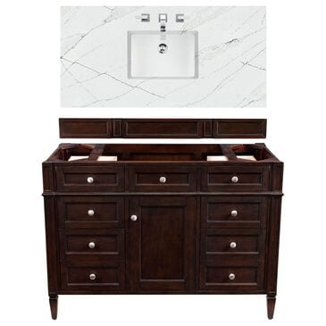 James Martin Vanities Brittany 48" Single Bathroom Vanity in Burnished Mahogany with 3 cm Ethereal Noctis Top and Rectangle Sink, , large