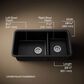 Kohler Cairn 33.5" Undermount Double-Bowl Kitchen Sink in Matte Black, , large