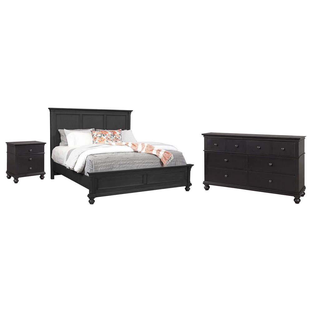 Riva Ridge Oxford Queen Panel Bed with Dresser and Nightstand in Black, , large