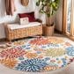 Safavieh Cabana CBN833A 4" Round Creme and Red Indoor/Outdoor Area Performance Rug, , large