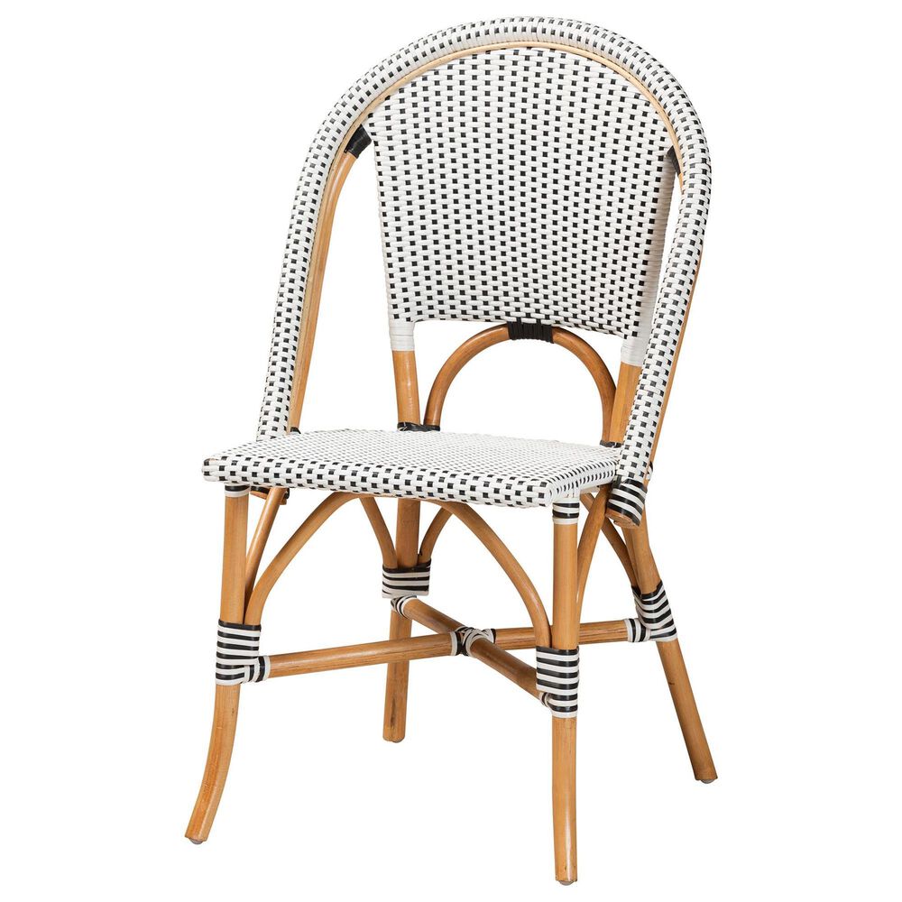 Baxton Studio Genica Side Chair in Black, White and Natural Brown, , large