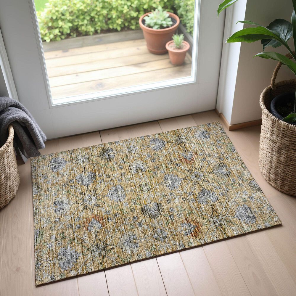 Dalyn Rug Company Silk Road Saffron, Gold, Copper, Gray, Olive and Fern 1&#39;8&quot; x 2&#39;6&quot; Area Rug, , large