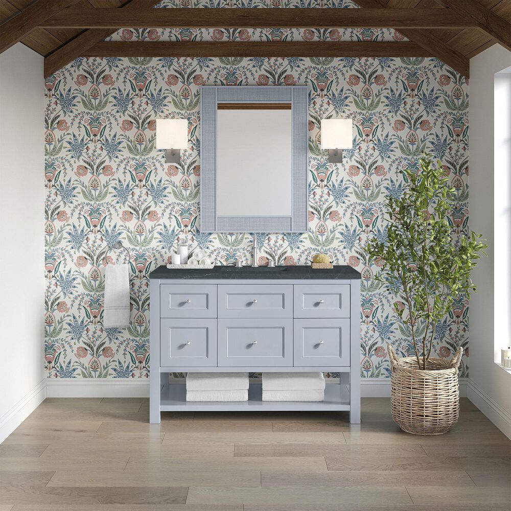 James Martin Vanities Breckenridge 48&quot; Single Bathroom Vanity in Serenity Blue with 3 cm Charcoal Soapstone Quartz Top and Rectangular Sink, , large