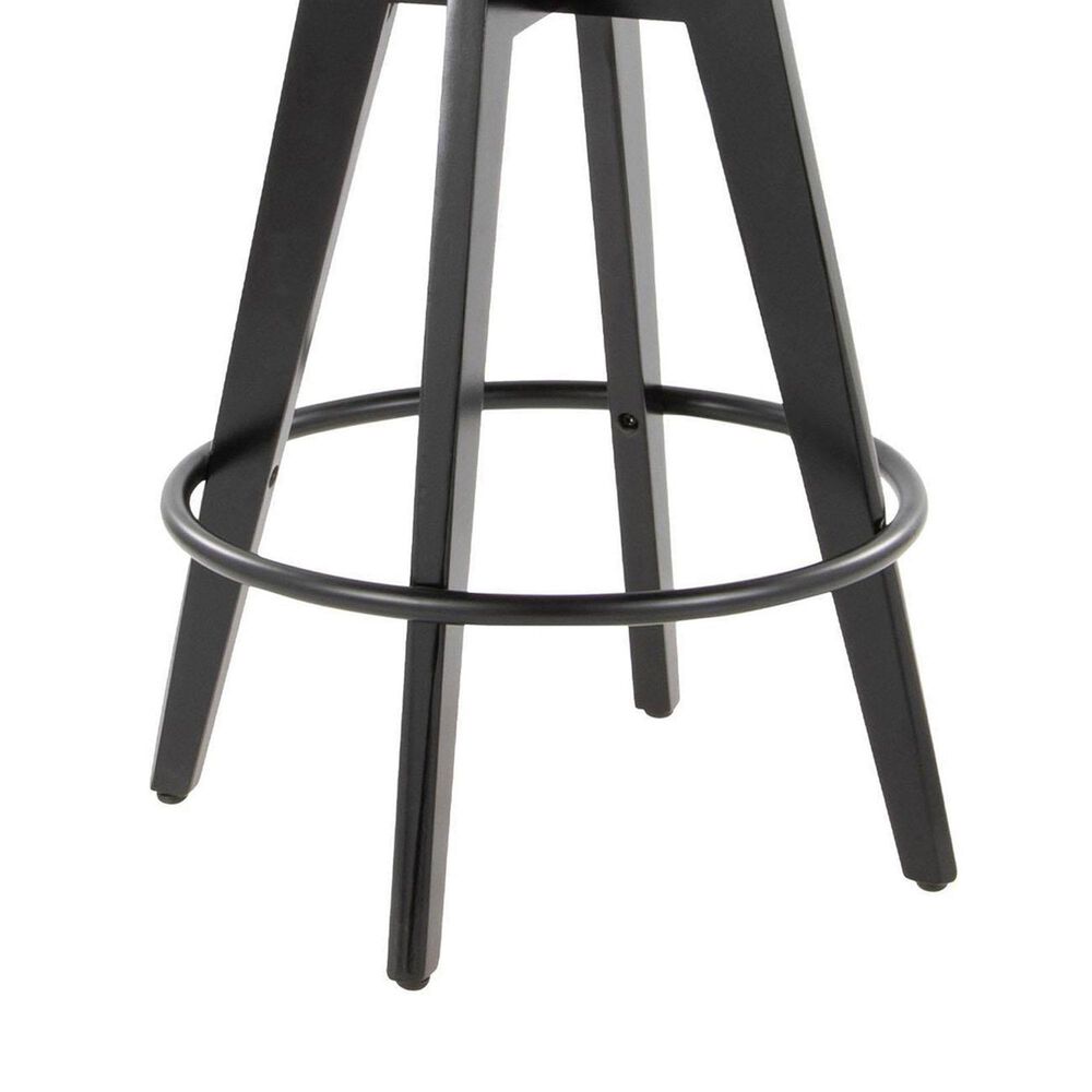 LumiSource Cosmo 26" Swivel Counter Stool with Grey Upholstery in Black (Set of 2), , large