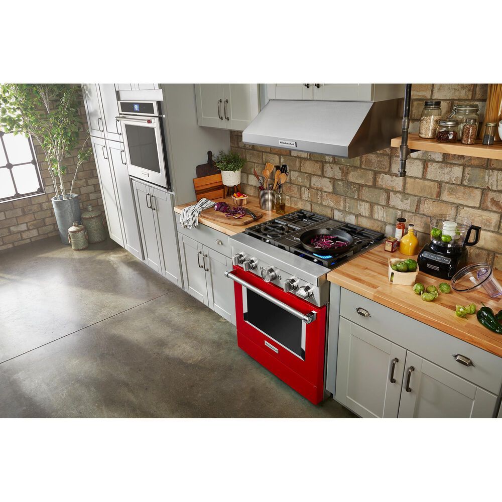 KitchenAid 4.1 Cu. Ft. Freestanding Gas Range with True Convection in Passion Red, , large