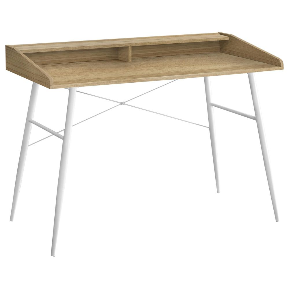 Monarch Specialties Computer Desk with Hutch in Natural and White, , large