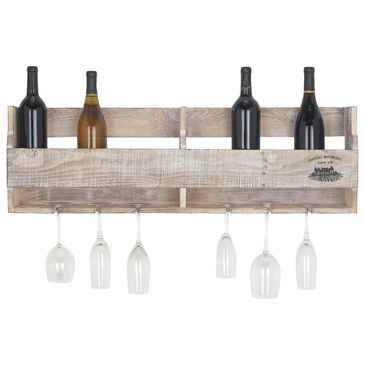 Maple and Jade Farmhouse Wall Wine Rack in Brown and Whitewashed, , large