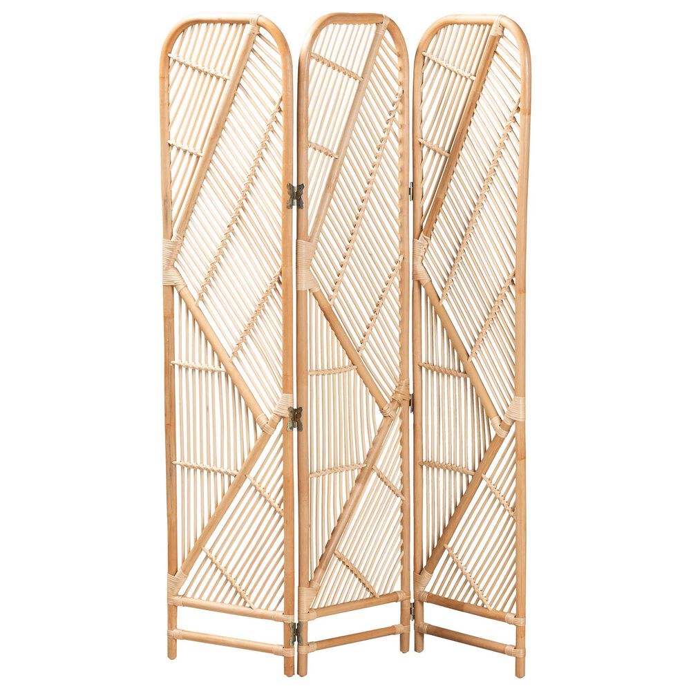 Baxton Studio Firenze Rattan Room Divider in Natural Brown, , large