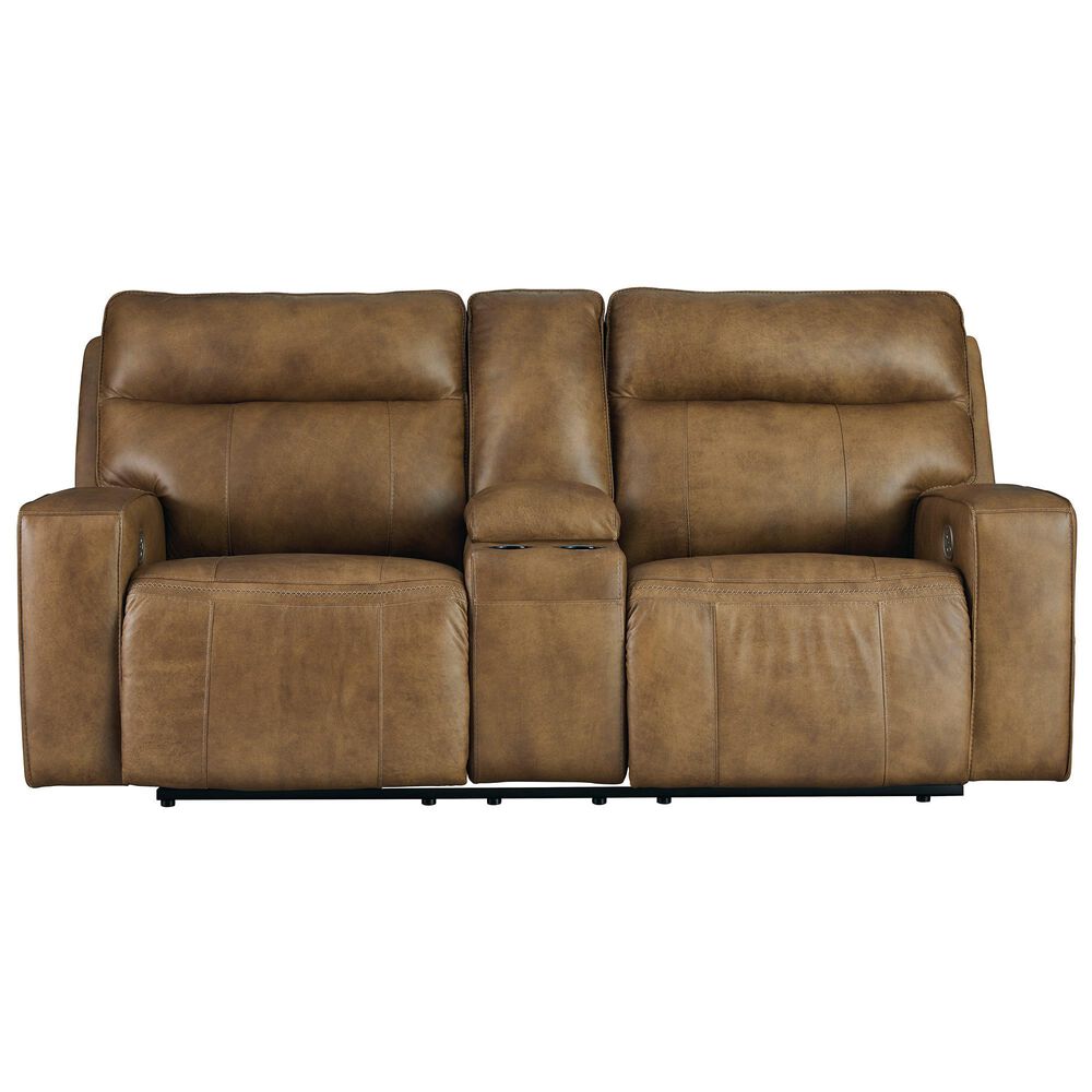 Signature Design by Ashley Game Plan Leather Power Reclining Console