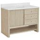 James Martin Vanities Marigot Single 48" Single Vanity in Sun-washed Oak with Single Hole 3 cm White Zeus Quartz Top & Backsplash, , large