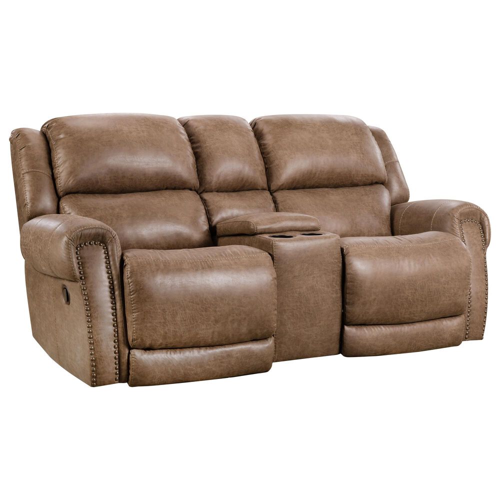 Homestretch Maverick Manual Rocking Reclining Console Loveseat in