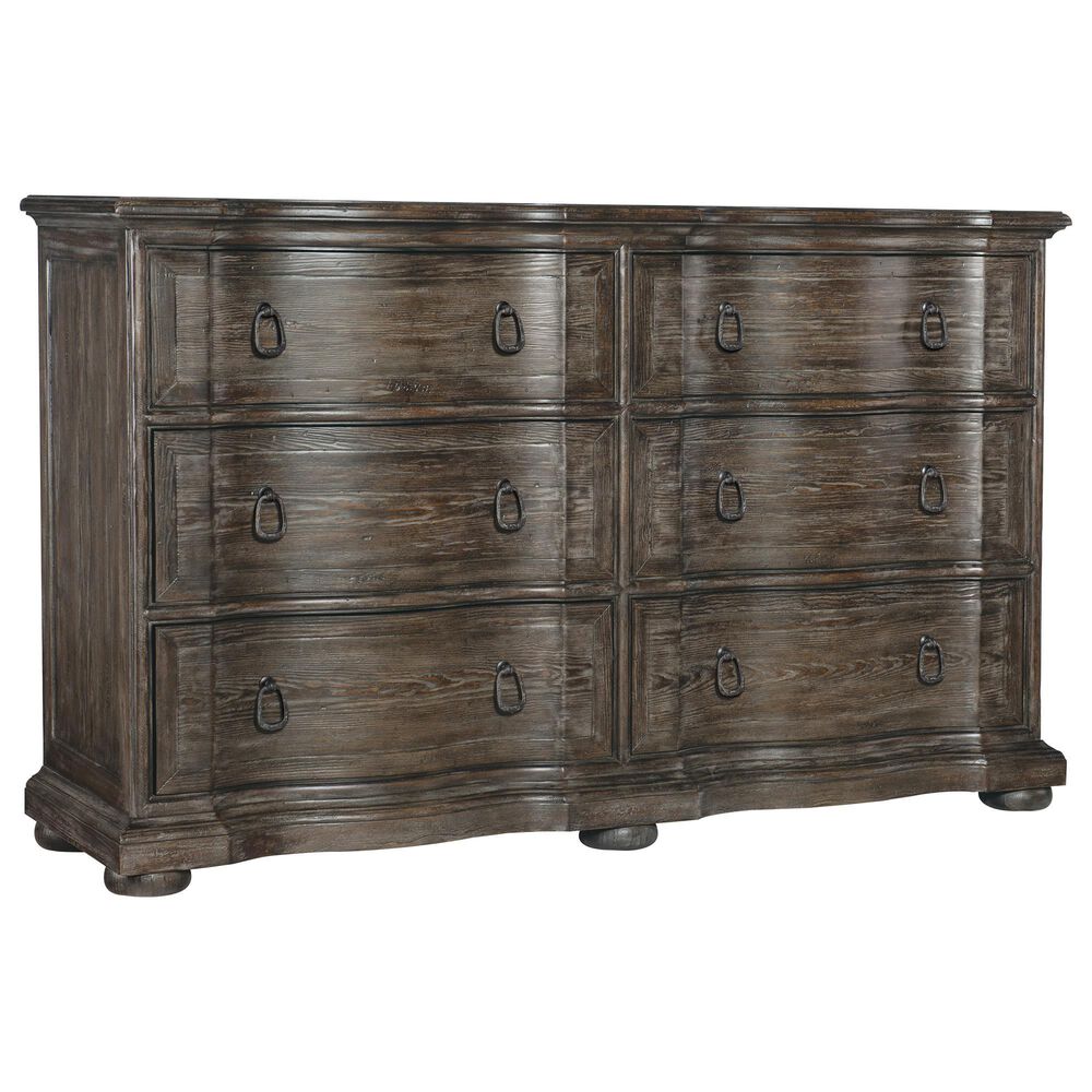 Hooker Furniture Traditions 6 Drawer Dresser in Rich Brown and Grey, , large