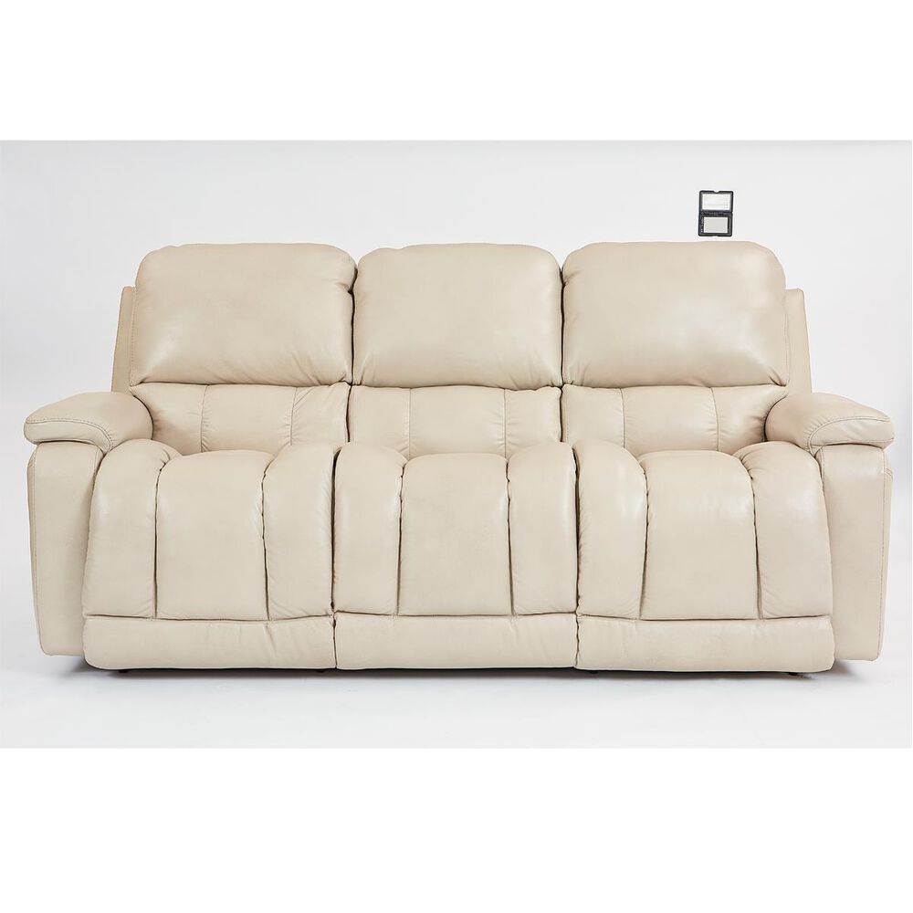La-Z-Boy Greyson Leather Power Reclining Sofa with Power Headrest in Ice, , large