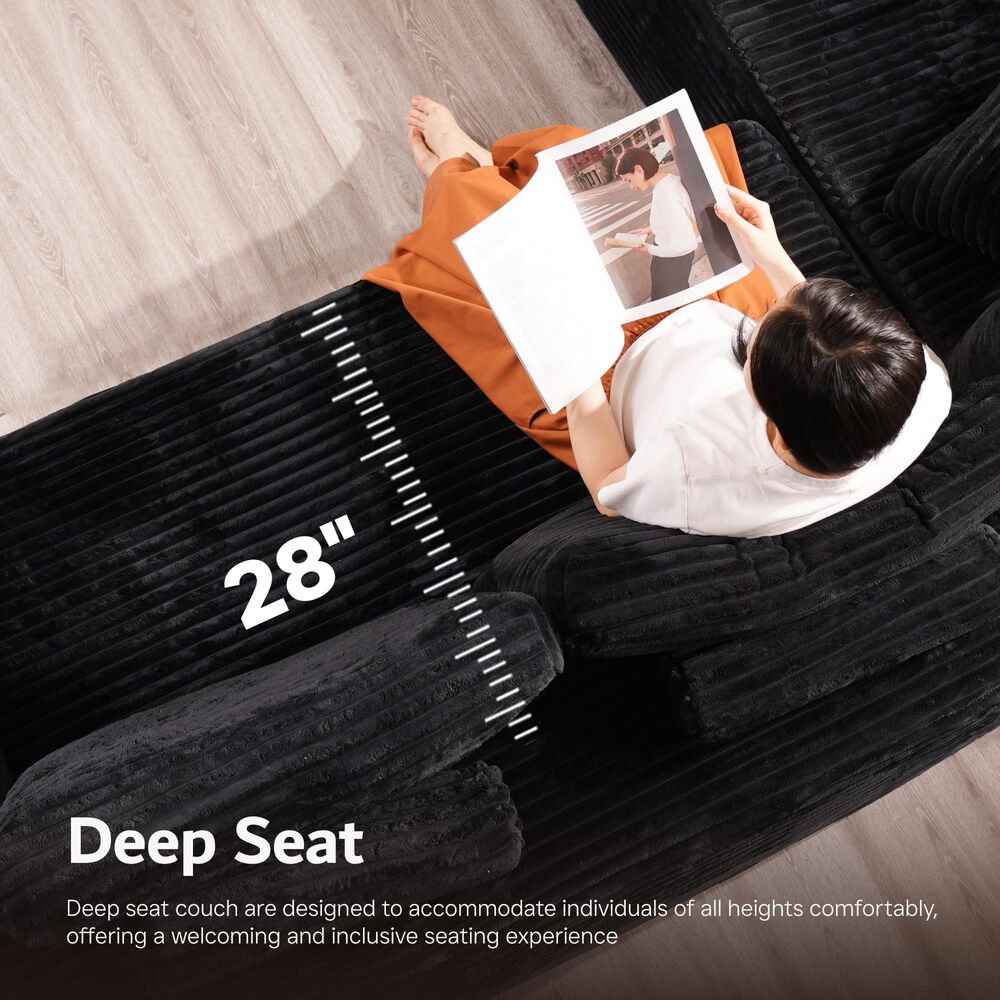 Noviland HOMLUX 4-Piece Mod U-Sectional with Chaise in Black, , large