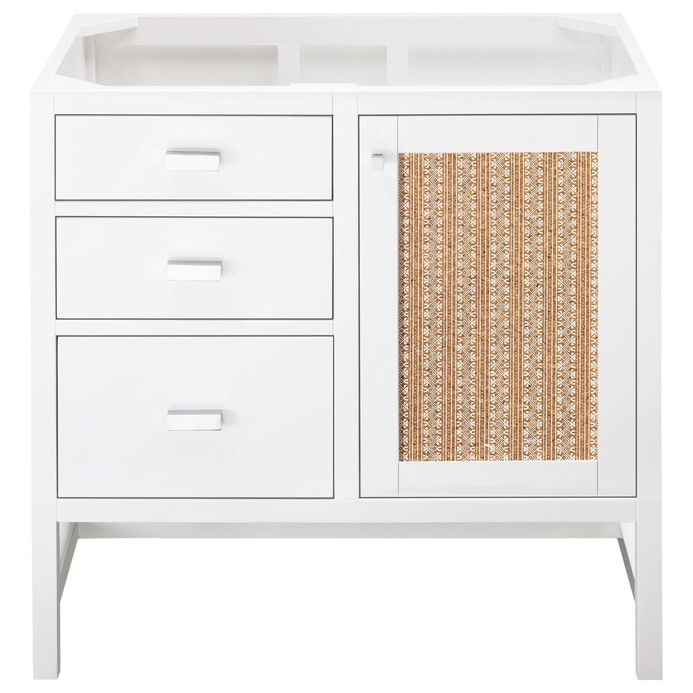 James Martin Vanities Addison 36" Single Vanity Cabinet in Glossy White with 3 cm White Zeus Quartz Top and Rectangular Sink, , large