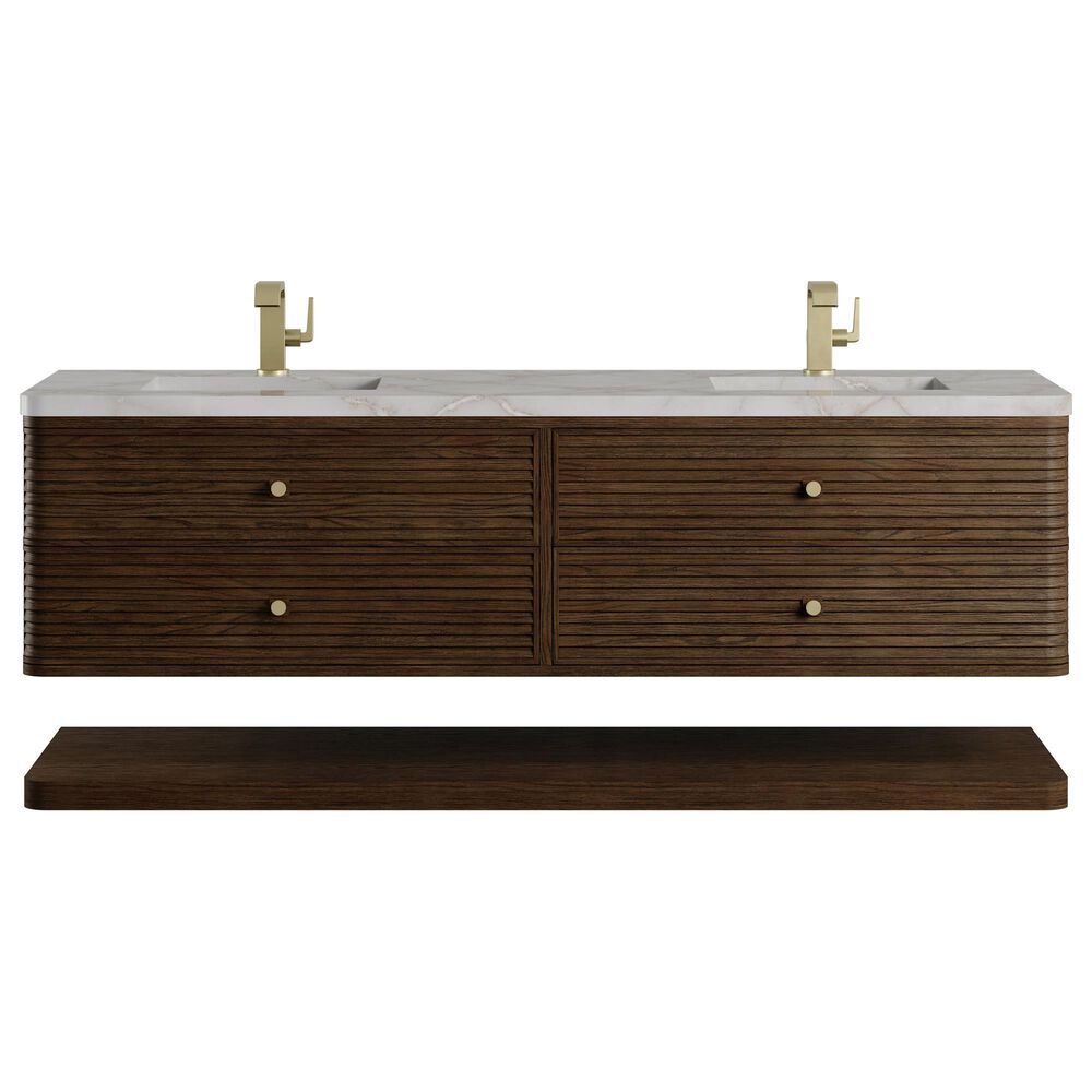 James Martin Allamari 72" Double Bathroom Vanity in Sable with Single Hole 3 cm Victorian Silver Silestone Top and Rectangular Sinks, , large