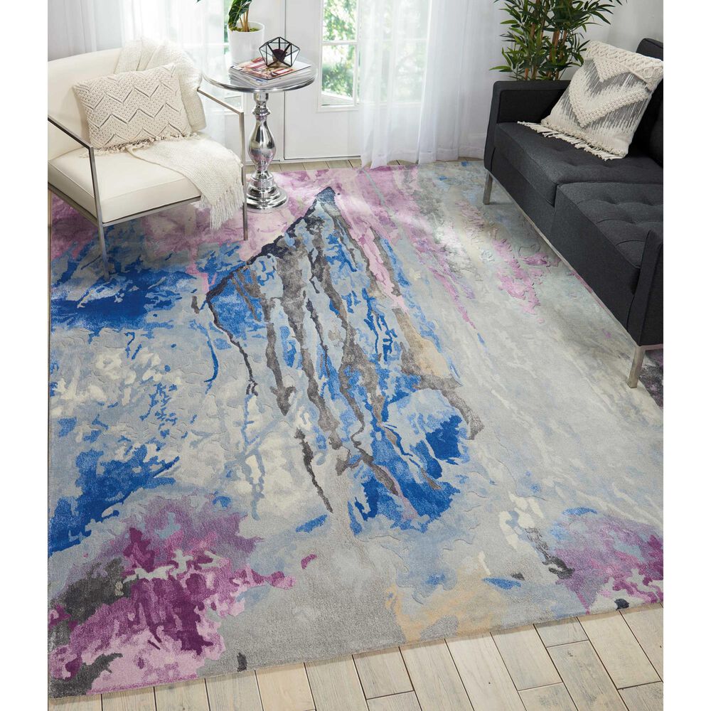 Nourison Prismatic PRS11 7&#39;9&quot; x 9&#39;9&quot; Silver, Purple and Blue Area Rug, , large