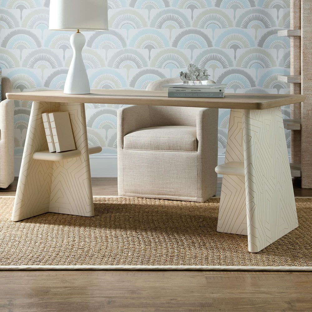 Hooker Furniture Commerce and Market Effie Writing Table in Creamy White and Beige, , large