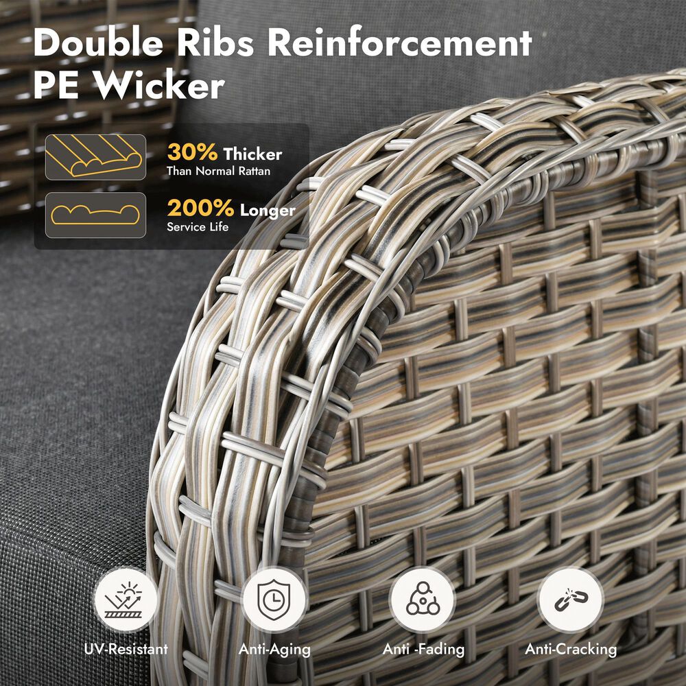 HOMLUX 3-Piece Patio Conversation Set in Black, , large