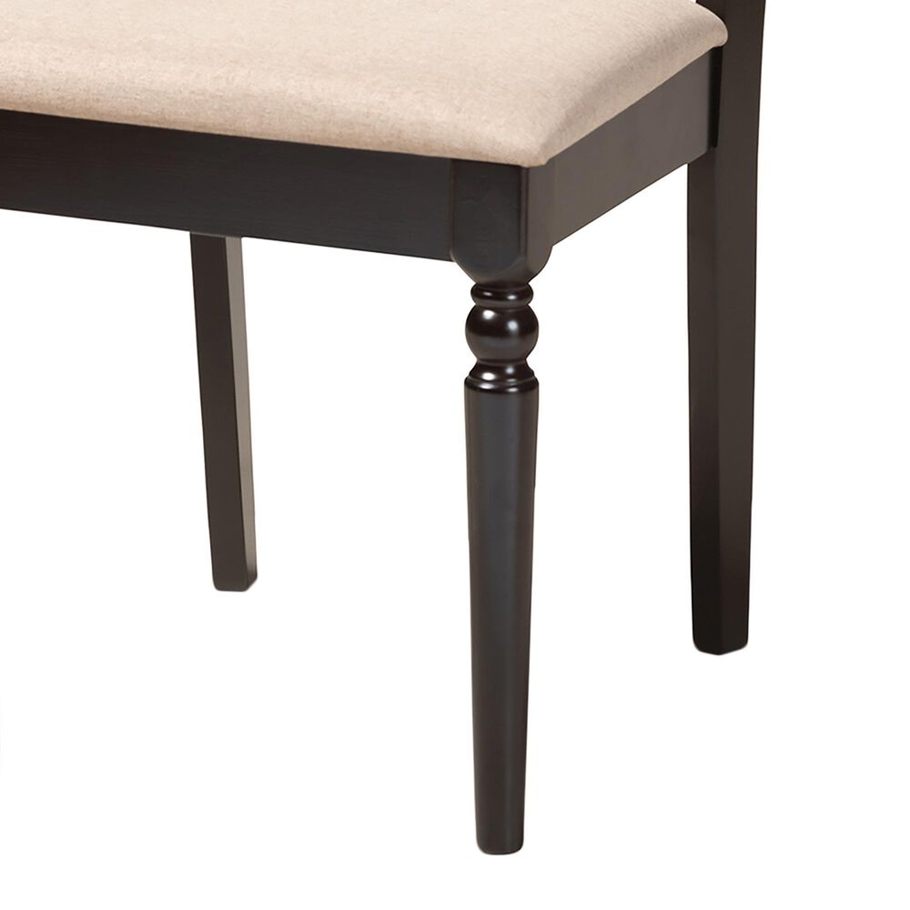 Baxton Studio Renaud Side Chair with Sand Cushion in Espresso Brown (Set of 4), , large