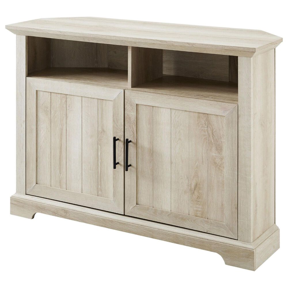 Walker Edison Columbus 44&quot; Corner TV Stand in White Oak, , large