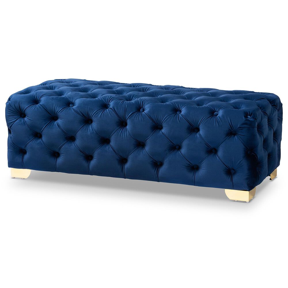 Baxton Studio Avara Bench Ottoman in Royal Blue, , large
