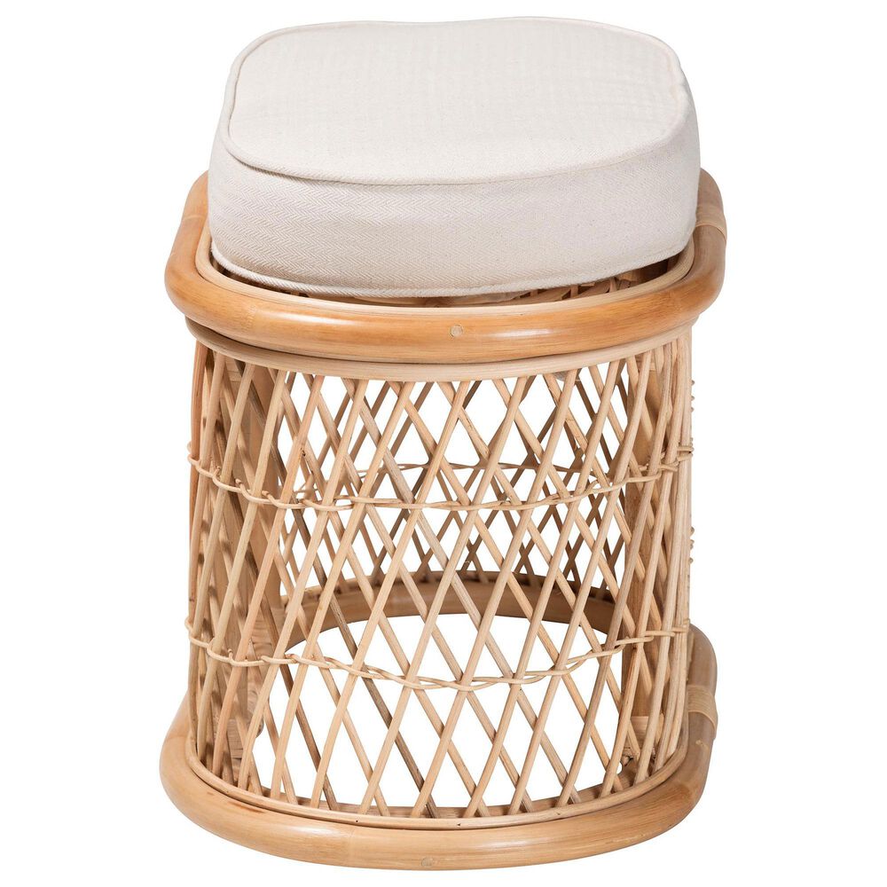 bali &amp; pari Ladonna Ottoman Footstool with Natural Rattan in Neutral, , large
