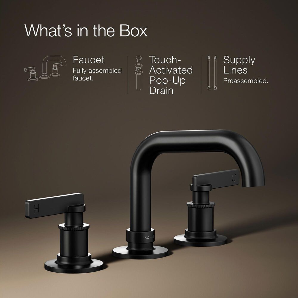 Kohler Castia Widespread Bathroom Sink Faucet in Matte Black, , large