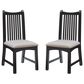 Linon Home Decor Bonnie Side Chair with Light Grey Faux Leather Cushion in Black (Set of 2), , large