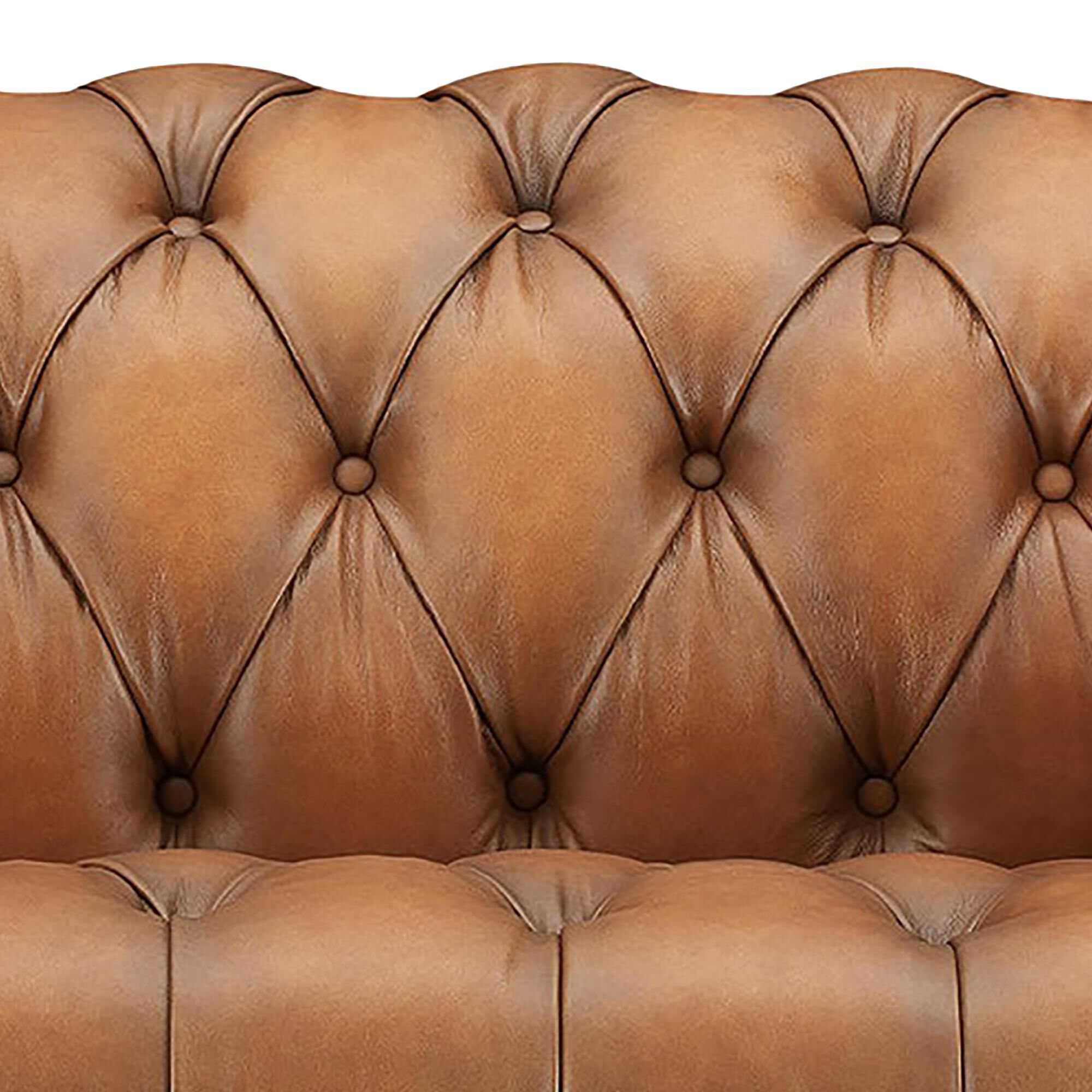 Hydeline York Stationary Leather Sofa in Saddle