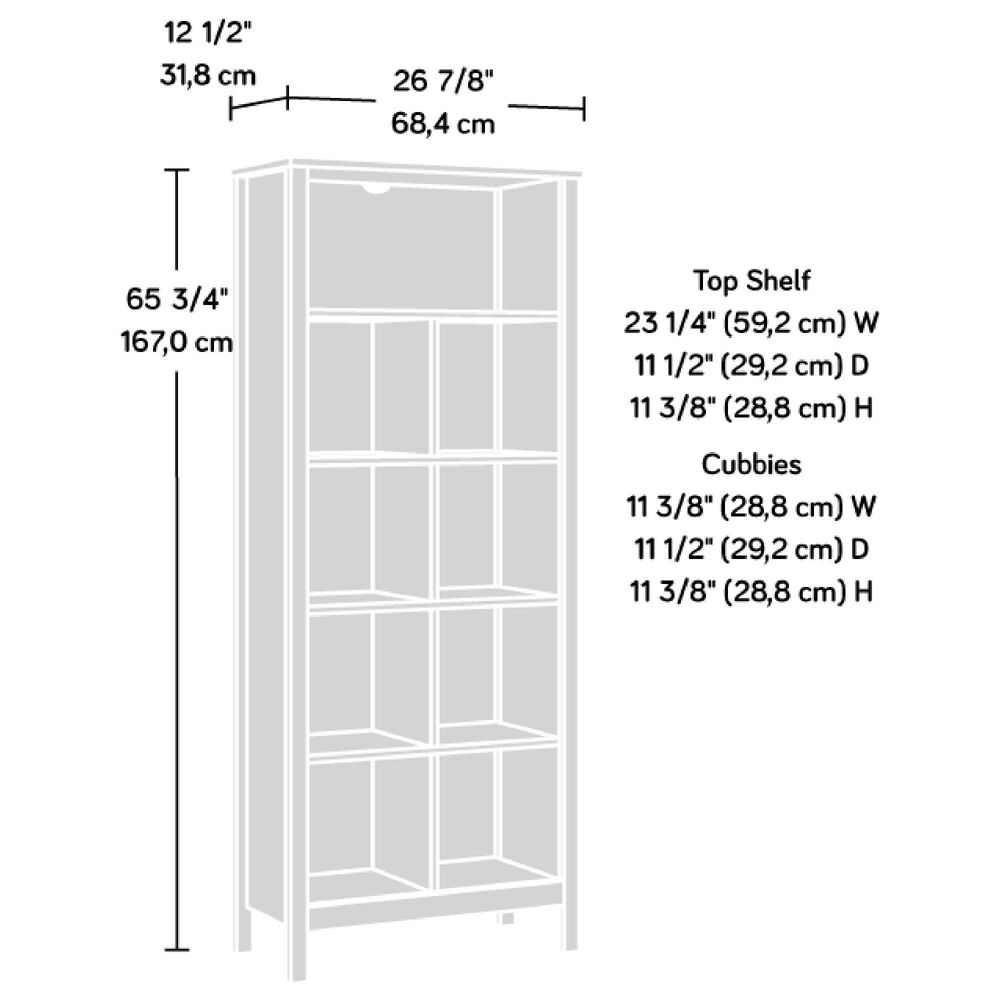 Sauder 9-Shelf Tall Cubby Bookcase in Blade Walnut, , large