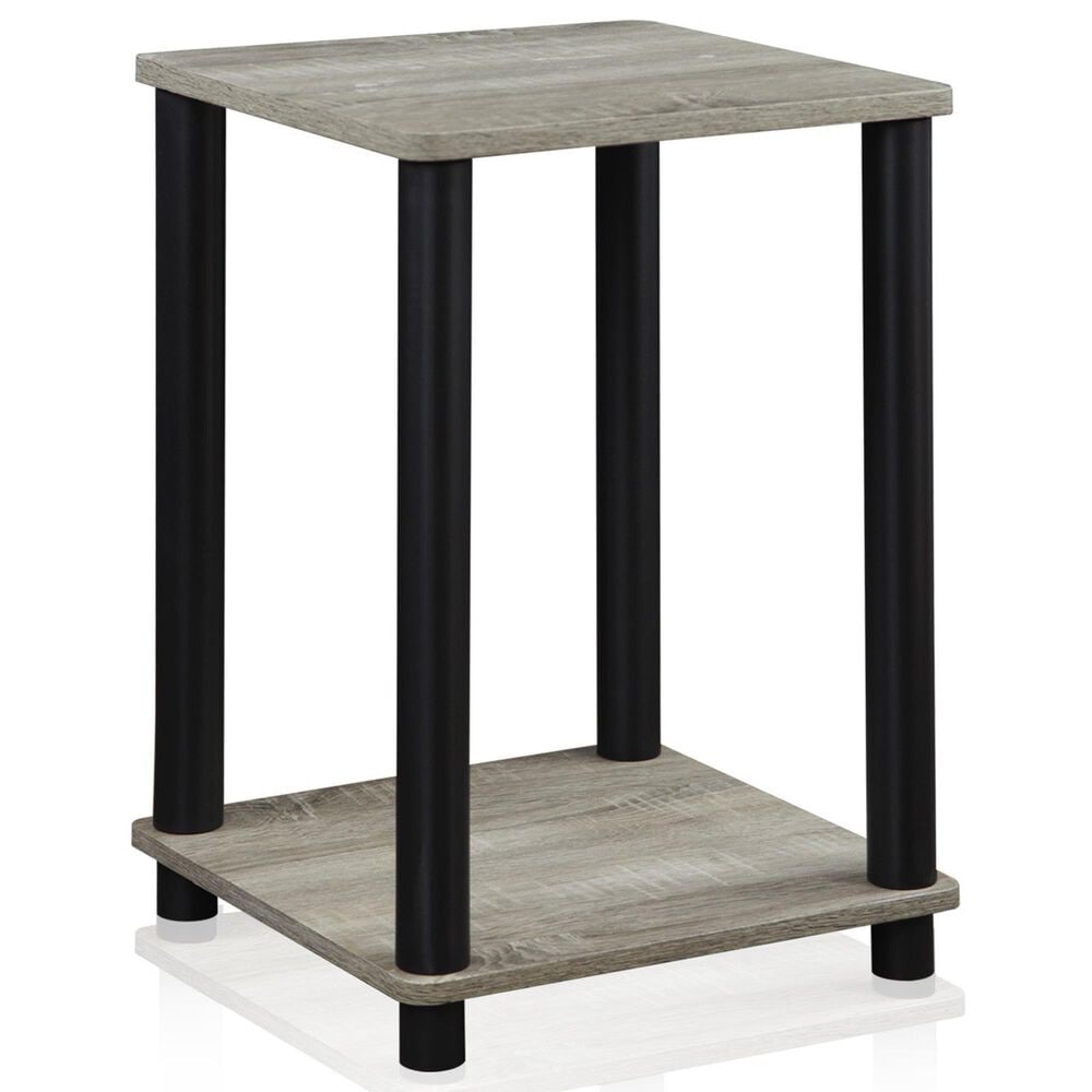 HOMLUX 2-Tier Turn-N-Tube End Table in French Oak Grey and Black, , large