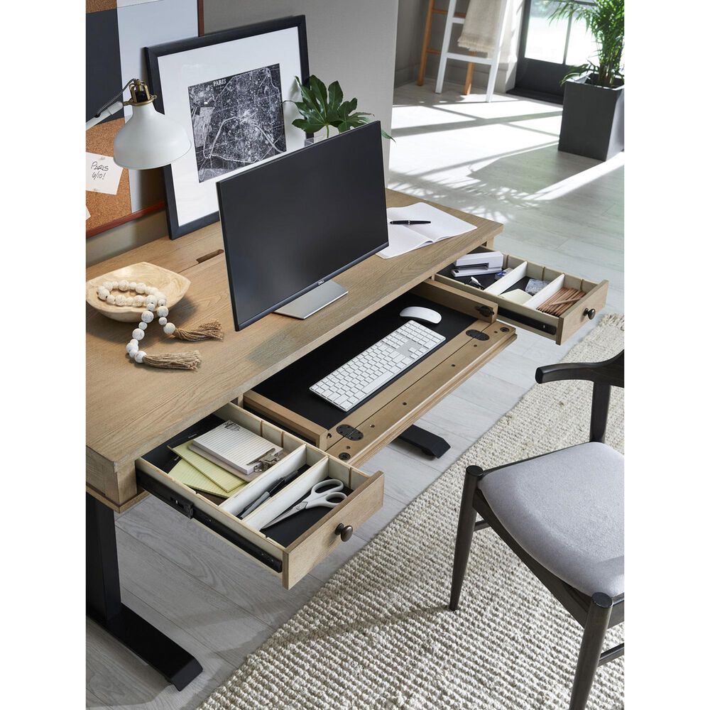 Riva Ridge Emerson 60&quot; Sit and Stand Desk in Light Elm and Black, , large