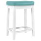 Linon Home Decor Claridge Counter Stool with Teal Cushion in White, , large