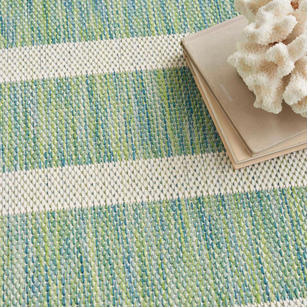 Nourison Positano POS03 Blue, Green and Ivory 8&#39; x 10&#39; Indoor/Outdoor Area Rug, , large
