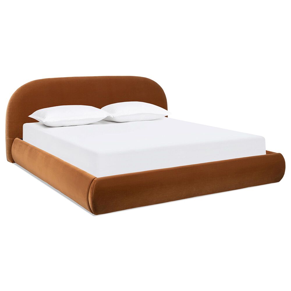 Jennifer Taylor Home Archie Upholstered Platform Bed Frame in Burnt Orange, , large