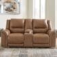 Ashley Trasimeno Power Reclining Loveseat with Console in Caramel, , large