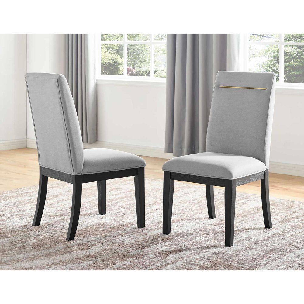 Steve Silver Yves Side Chair with Gray in Rubbed Charcoal, , large