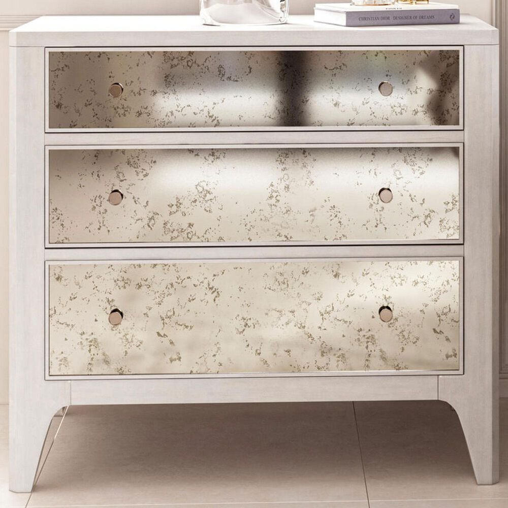 Vantage Mezzanine 3 Drawer Mirrored Nightstand in Dove Gray, , large