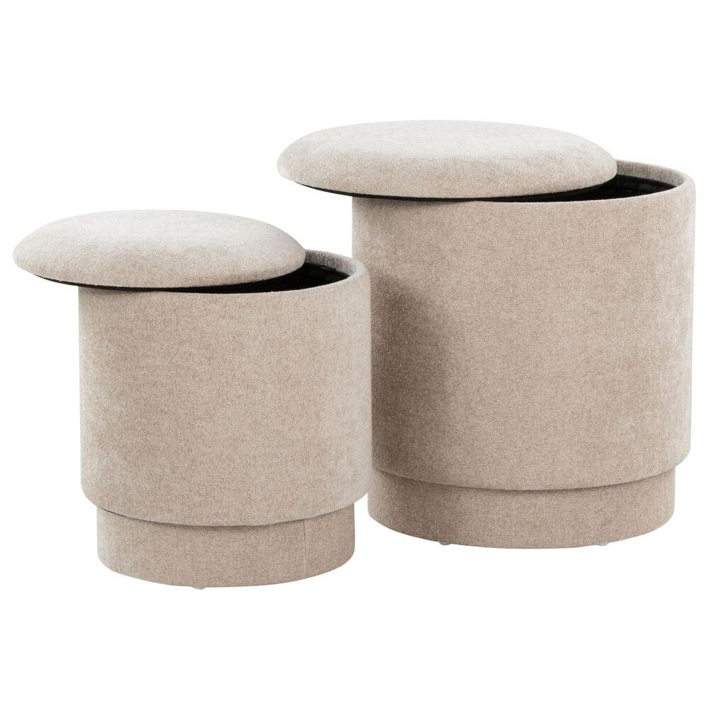 Lumisource Marla 2-Piece Upholstered Ottoman Set in Beige, , large