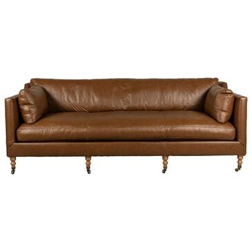 Rowe Furniture Madeline 90" Stationary Leather Sofa in Tucson Cocoa, , large