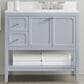 37B Ravello 36" Single Bathroom Vanity Cabinet in Soft Blue with Marble Top and Backsplash, , large