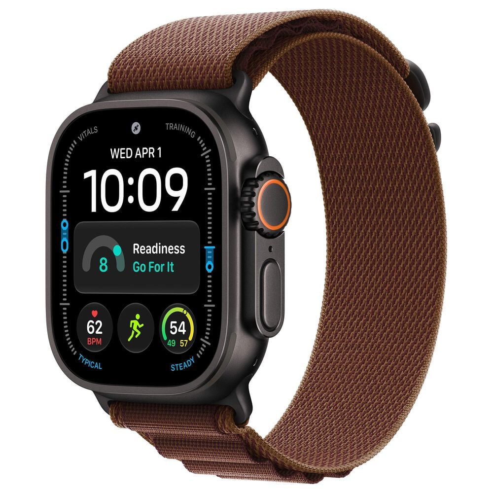 Apple Watch Ultra 4 (GPS + Cellular) 49mm Black Titanium Case with Burgundy Alpine Loop - S and 2-Year AppleCare+, , large
