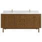 James Martin Laurent 72" Double Bathroom Vanity in Honey Oak with Single Hole 3 cm White Zeus Silestone Top and Rectangular Sinks, , large