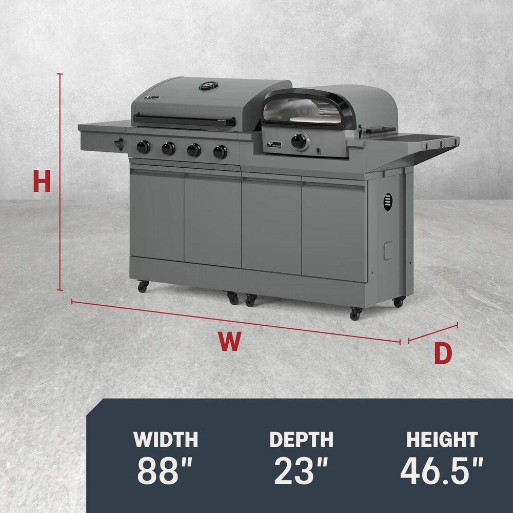 Tytus 4-Burner Gas grill w/ Pizza Oven in Gunmetal Gray, , large