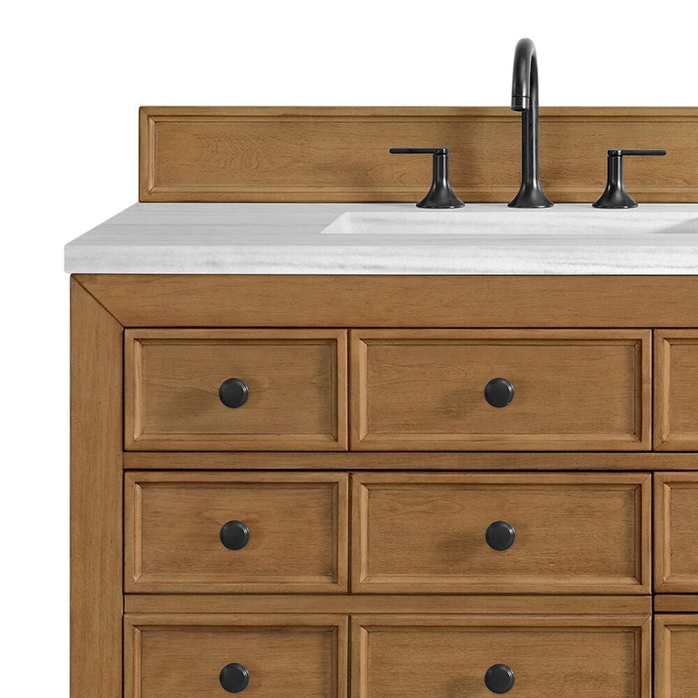 James Martin Malibu 72&quot; Double Bathroom Vanity in Amber Birch with 3 cm Arctic Fall Solid Surface Top and Rectangular Sinks, , large